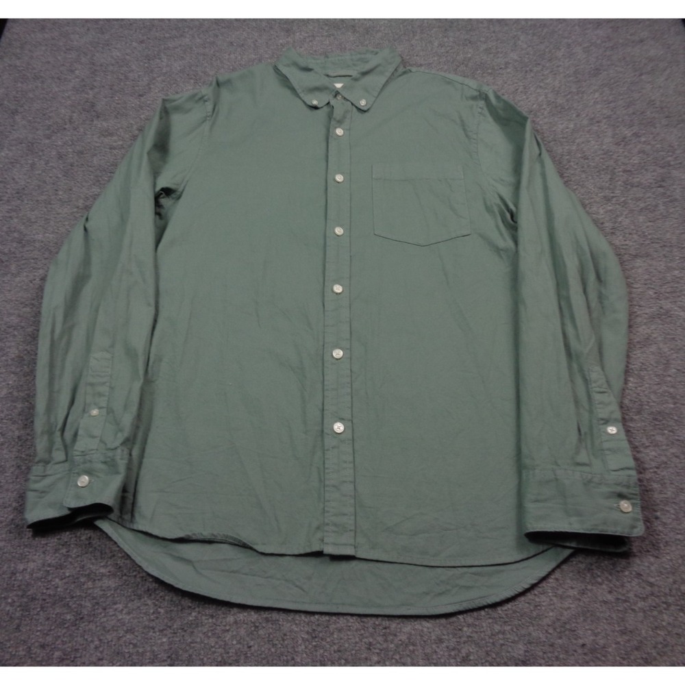 Buck Mason Shirt Mens Medium Green Pacific Twill One Pocket Long Sleeve
